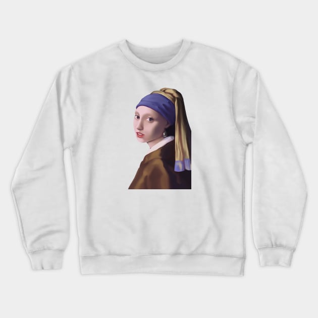 Girl with a pearl earing Crewneck Sweatshirt by LanxiArts